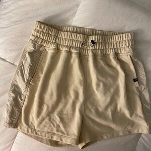 Women's Cream Elastic-Waist Athletic Shorts